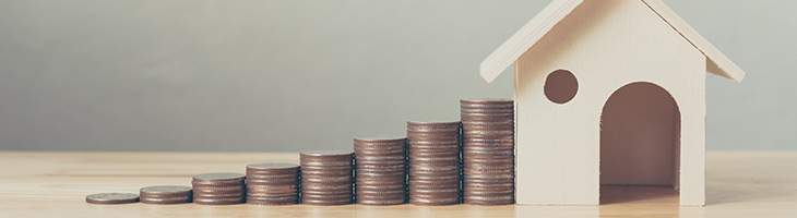 Stacks of pennies shaped as a graph representing growth