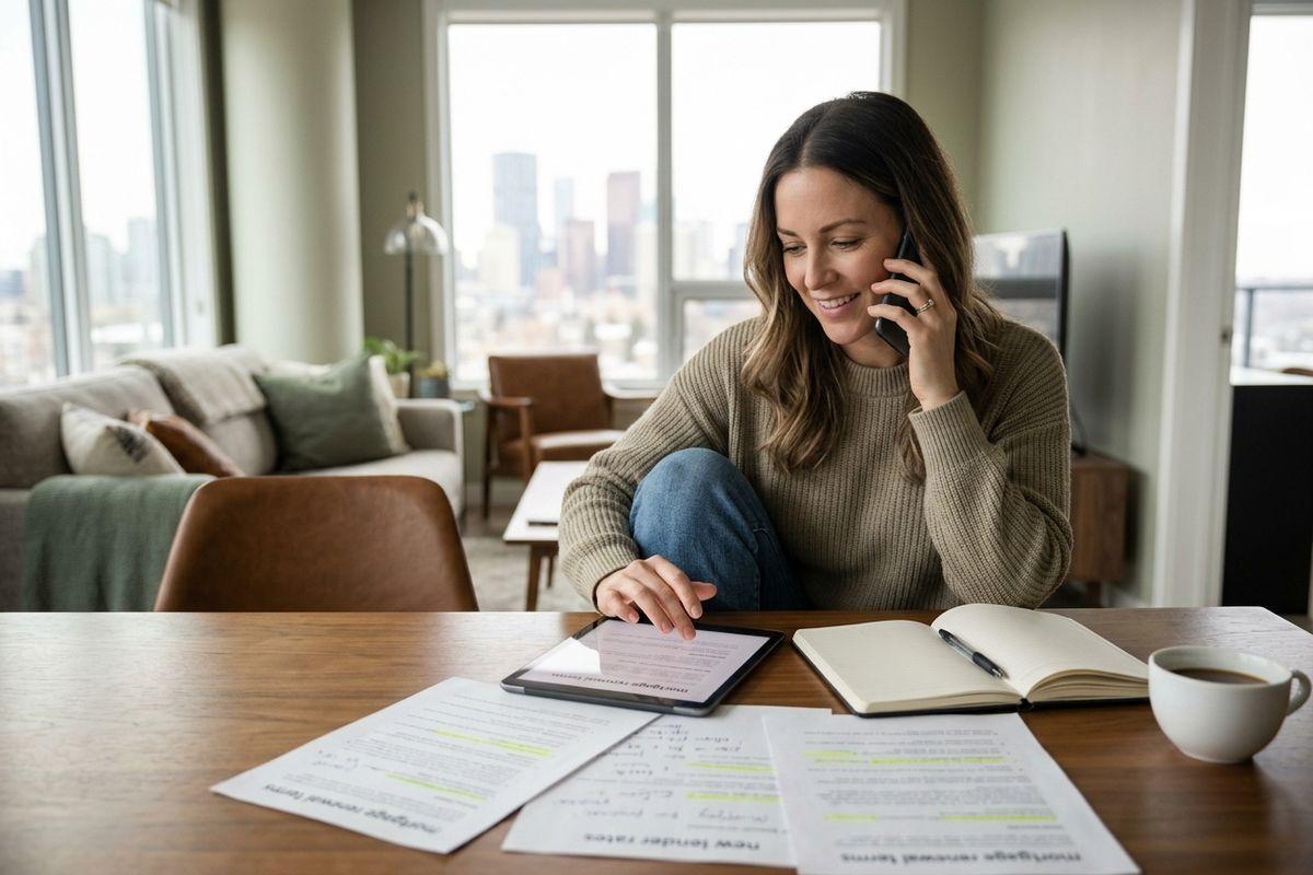 A person reviewing important documents at the time of their mortgage renewal.